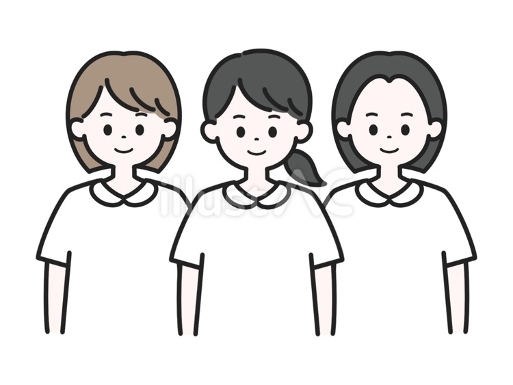 白衣を着た3人の女性医療スタッフ 看護師,助産師,チームのイラスト素材