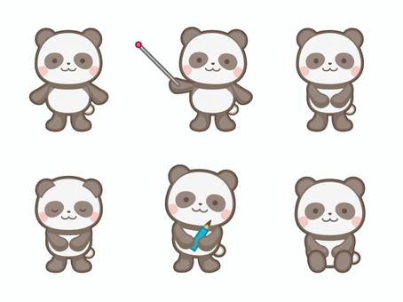 パンダのイラストセット パンダ,指示棒,おじぎ,鉛筆,動物,かわいい,イラスト,カットのイラスト素材