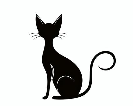 黒猫のシルエットイラスト 猫,シルエット,動物,ペット,ネコ,黒猫,座る,アイコン,シンプル,可愛いのイラスト素材