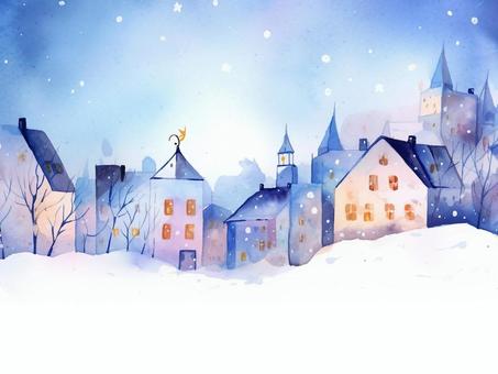 Illustration, winter, townscape, christmas, 