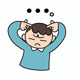 考えている人 考える,思案,考え事,悩む,思索,男の子のイラスト素材