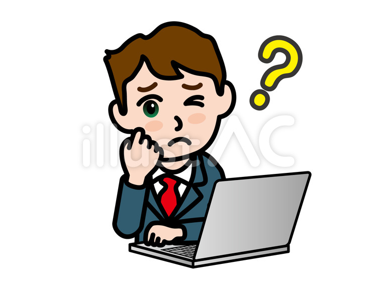 参_PC118_仕事若い男性A疑問02 パソコン,はてな,疑問のイラスト素材