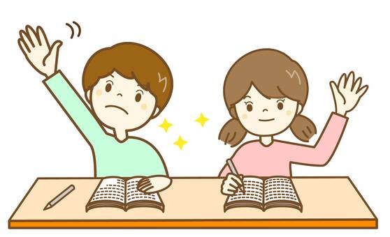 はい！わかります8 学校,小学校,授業,勉強,クラス,同級生,クラスメート,男子,女子,男の子のイラスト素材