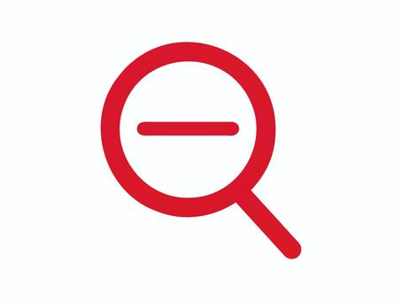 シンプルな縮小アイコン(赤) 縮小,アイコン,シルエット,虫眼鏡,ルーペ,マイナス,マーク,記号,単品,単体のイラスト素材