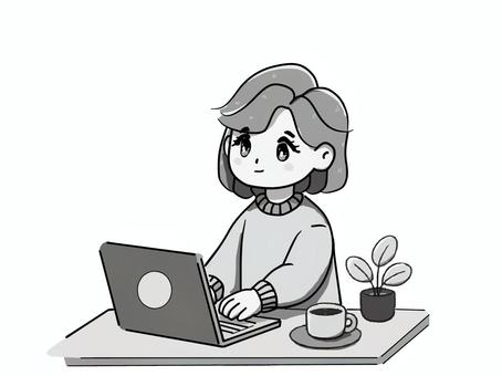 パソコン作業中の女の子