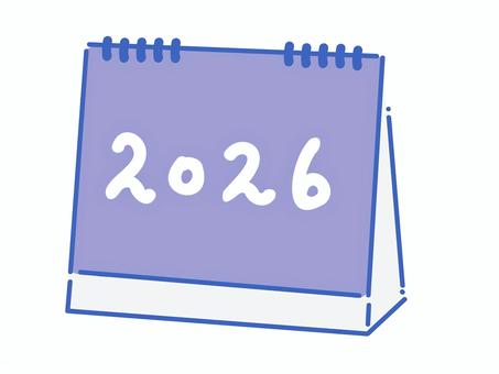 シンプルな青カレンダー カレンダー,2026,卓上,スケジュール,予定表,日付,年,予定,記録,手描きのイラスト素材