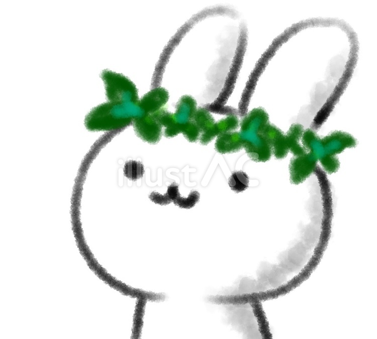 草冠を被ったうさぎ うさぎ,動物,可愛いのイラスト素材
