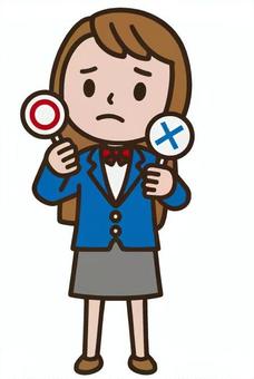 比較する人 比較する人 マル,バツ,メリット,デメリット,比較,バランス,悩み,女子高生,制服,高校のイラスト素材