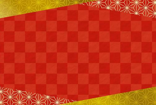市松模様と和柄　和紙の年賀状 背景 お正月,和紙,和風,背景,赤,年賀状,和柄,年賀,ハガキ,和のイラスト素材