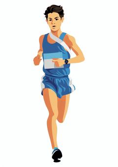駅伝ランナー14 駅伝,ランナー,長距離走,タスキ,ランニング,ジョギング,持久力,男性,人物,一人のイラスト素材