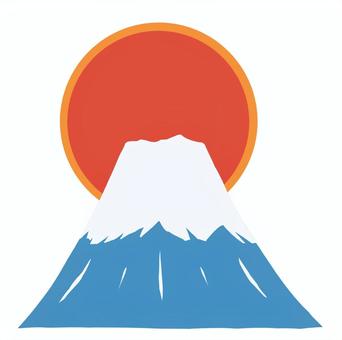 立派な富士山と大きな太陽【初日の出】 年賀状,富士山,太陽,初日の出,お正月,新年,日の出,シンプル,アイコン,景色のイラスト素材