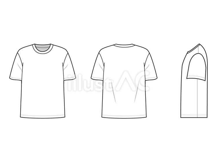 半袖Tシャツ　ゆったり白背景 tシャツ,半袖,ラウンドネックのイラスト素材