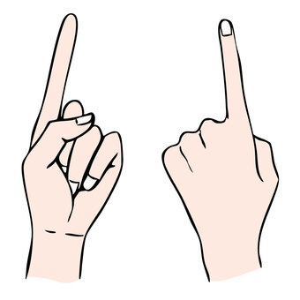 手書きのハンドサイン（カラー） 手,人差し指,指差し,指,ポーズ,ハンドサイン,チェック,ポイント,ワンポイント,注目のイラスト素材