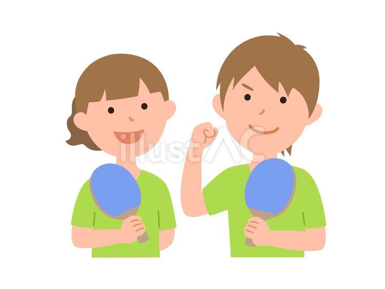 250217.卓球をする男女 卓球,ペア,男女のイラスト素材
