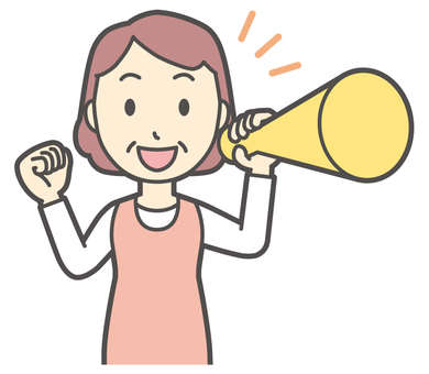  エプロンおばちゃん-194-バスト メガホン,おばちゃん,エプロン,お母さん,ママ,中年,おばさん,主婦,人物,かわいいのイラスト素材