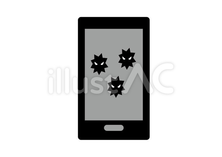 スマホのウイルス スマホ,スマートフォン,感染のイラスト素材