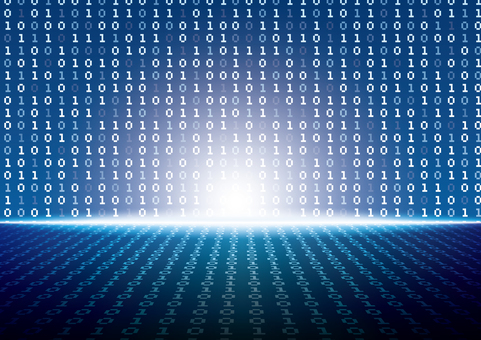 かっこいいデジタル数字のサイバー空間 デジタル,サイバー,数字,マトリックス,空間,コンピューター,スタイリッシュ,光,青色,背景のイラスト素材