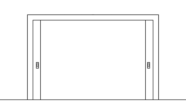 扉(線画)2_4 扉,引き戸,両開き,線画,開く,入口,出口,シンプルのイラスト素材