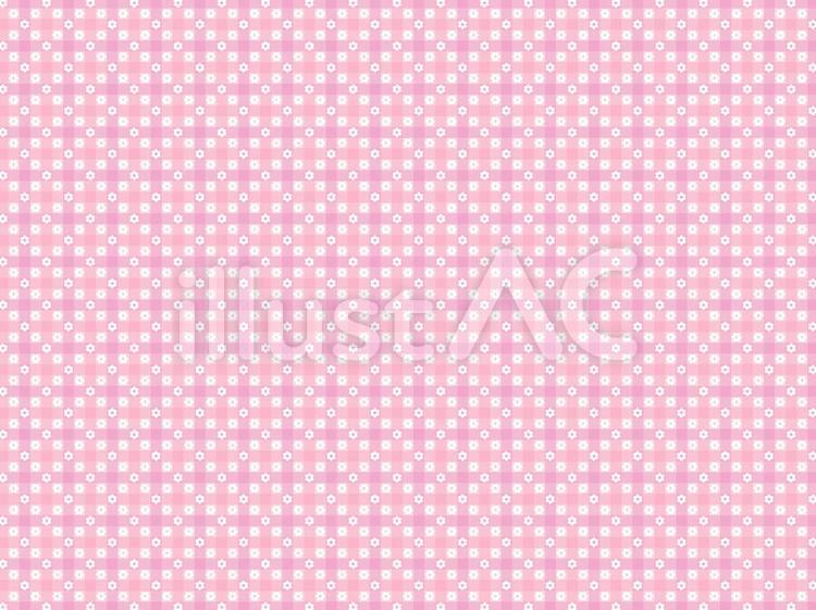 チェックと小花模様（ピンク） 花,チェック,ピンクのイラスト素材