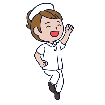 ジャンプする人 ガッツポーズ,ジャンプ,喜び,ポジティブ,笑顔,看護婦,ナース服,病院,女のイラスト素材