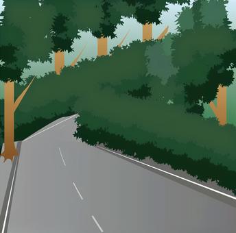 山の内部へつづく工事用道路 山の内部へつづく工事用道路 山道,工事,道路,木,草のイラスト素材