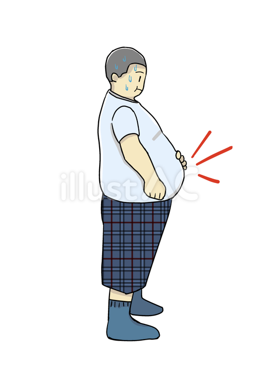 ぽっちゃり男性 人物,全身,中年男性のイラスト素材