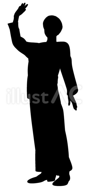 片手を挙げる人のシルエット シルエット,男性,全身のイラスト素材