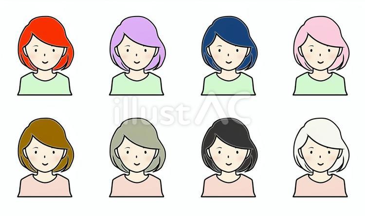 髪型がボブの人たち ボブ,髪型,人物のイラスト素材