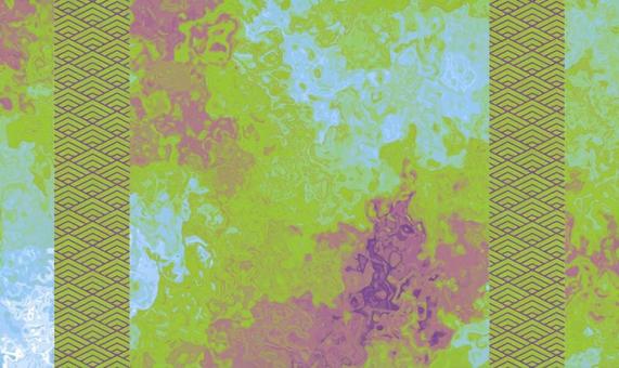 マーブル和柄のビビッドグリーン背景 マーブル,背景,流体,リキッド,和柄,菱青梅波,緑,ライムグリーン,黄緑,蛍光色のイラスト素材