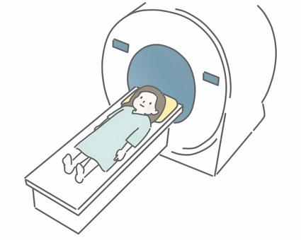 MRI・CT検査を受ける女性の患者 mri,ct,検査,病院,医療,女性,患者,健康診断,人間ドック,精密検査のイラスト素材