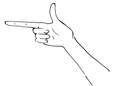 指をさす手のモノクロシンプルイラスト 手,シンプル,手書き,ペン画,モノクロ,指さし,右手,指,線画,白黒のイラスト素材