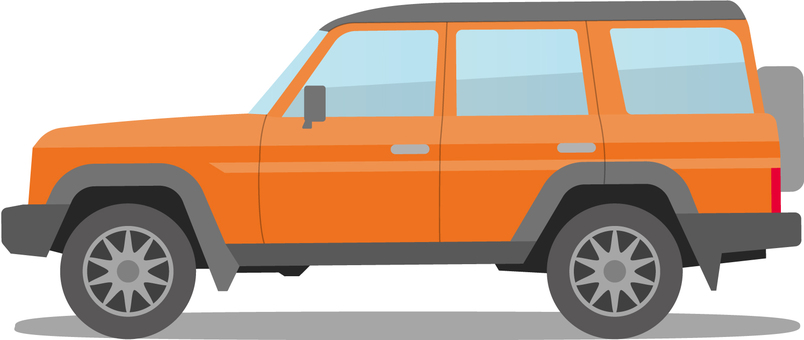 オレンジのSUV四駆のイラスト suv,四駆,車,自動車,オフロード,アウトドア,ドライブ,山道,林道,砂利道のイラスト素材