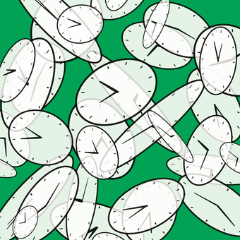 タイムトラベル　 時計,タイムトラベル,針,回る,沢山,変形,時間,経過,背景,緑のイラスト素材