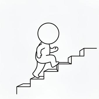 階段を上る棒人間 棒人間,人,シルエット,人間,階段,上る,上がるのイラスト素材