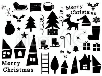 クリスマスのイラストセット シルエット