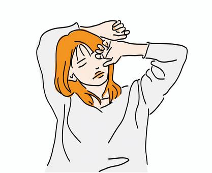 眠くて目を擦る女性 起きる,眠い,目を擦る,朝,睡眠,パジャマのイラスト素材