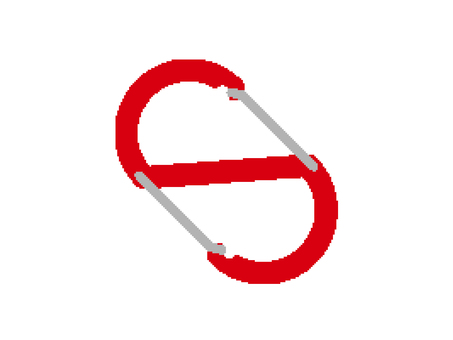 ドット絵風のS字のカラビナ カラビナ,金具,留め具,固定具,キーホルダー,金属,リング,クライミング,山登り,ロッククライミングのイラスト素材