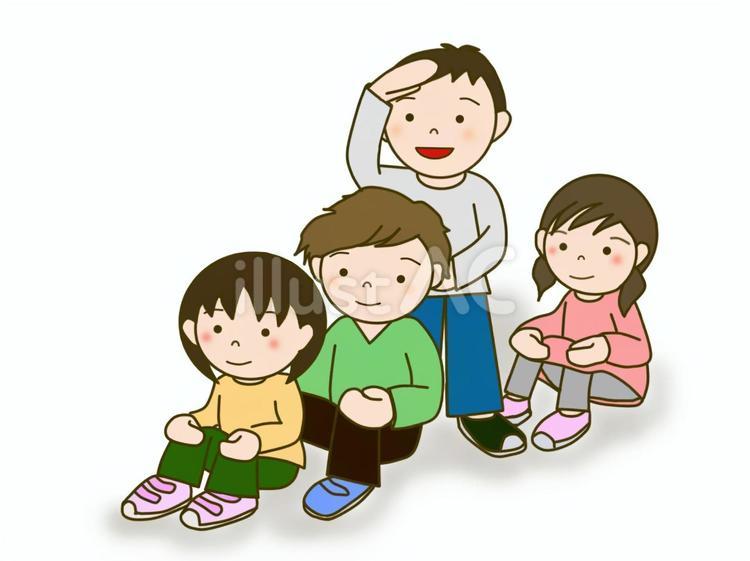 並んでみる　立ち上がる男の子 並ぶ,順番,待つのイラスト素材