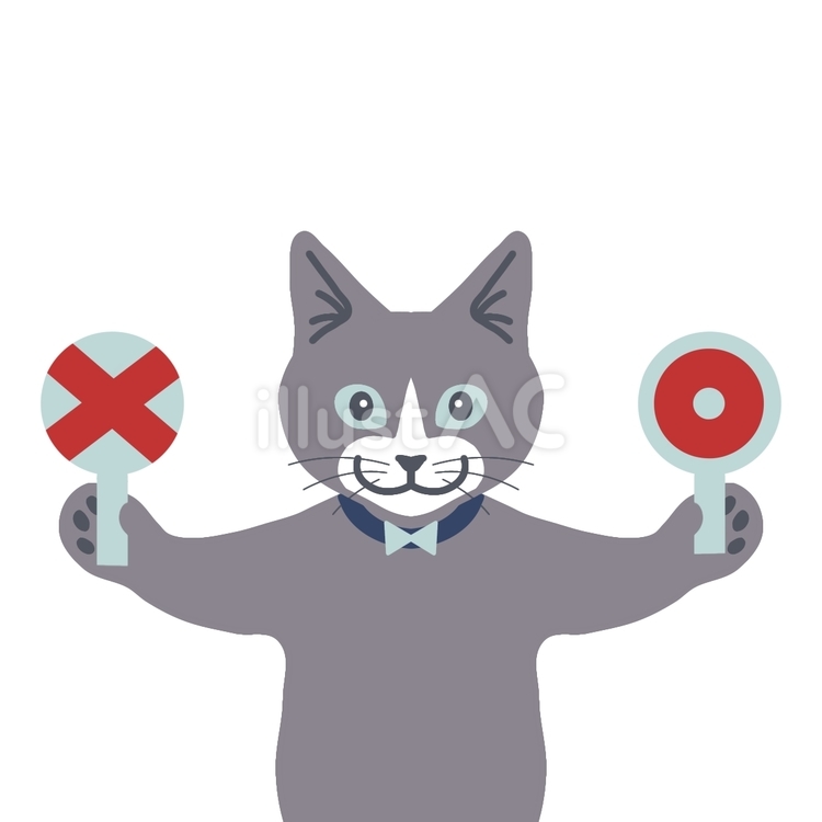 猫のマルバツ　どっち　中央線輪郭線無し マルバツ,猫,動物のイラスト素材