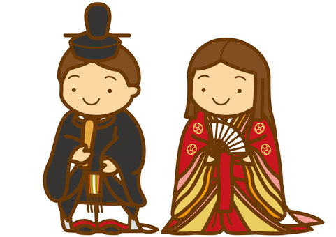 平安人-4c 平安時代,平安,貴族,正装,冠,束帯,杓,袴,沓,十二単のイラスト素材