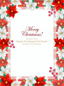 クリスマス、ポインセチアのフレーム、背景 ポインセチア,クリスマス,フレーム,背景,花,水彩,手描き,壁紙,冬,枠のイラスト素材