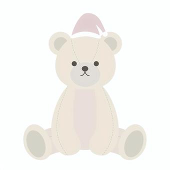 サンタ帽子をかぶったホワイトテディベア