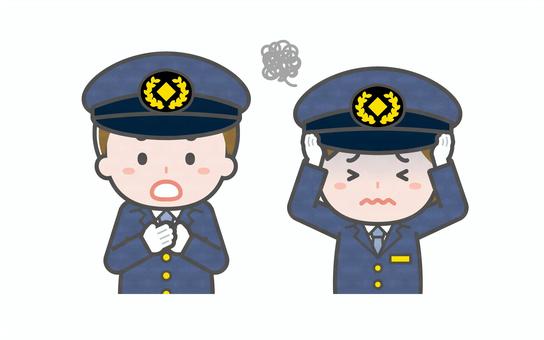 ミニ_2人_運転手の男女06 男性,女性,大人,職業,仕事,運転手,バス,タクシー,ドライバー,乗務員のイラスト素材