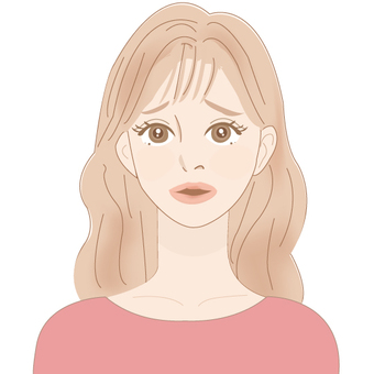 女性表情4 女性,若い,ナチュラルメイク,ロングヘア,ピンク服,華奢,透明感,淡色,シンプル,清楚のイラスト素材