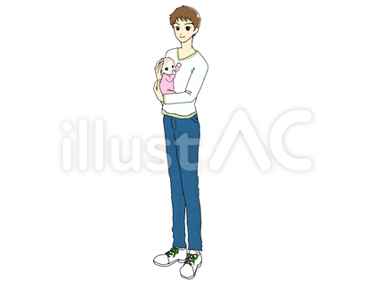 赤ちゃんを抱くパパ_全身③