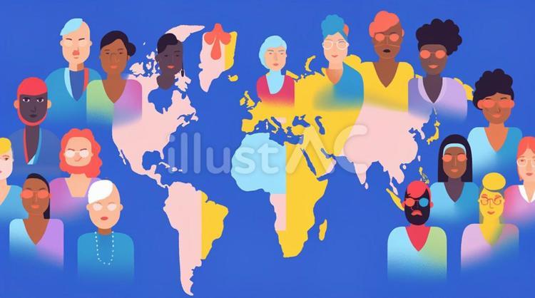 世界地図とネットワーク ビジネスマン,グローバル,ビジネスのイラスト素材