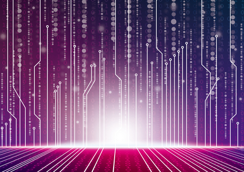 紫色の電子回路の空間のデジタル背景素材 デジタル,サイバー,テクノロジー,電子回路,空間,数字,マトリックス,光,スタイリッシュ,紫色のイラスト素材