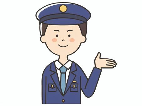 紹介する男性警察官 紹介,案内,警察官,説明,教える,紹介する,解説,アドバイス,重要,お知らせのイラスト素材