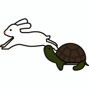 速い 速い,遅い,うさぎ,白,かめ,グレー,動物,比較,２匹のイラスト素材