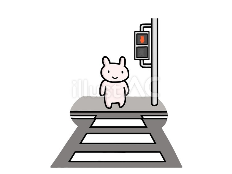 歩行者信号待ちうさぎ うさぎ,信号,歩行者信号のイラスト素材